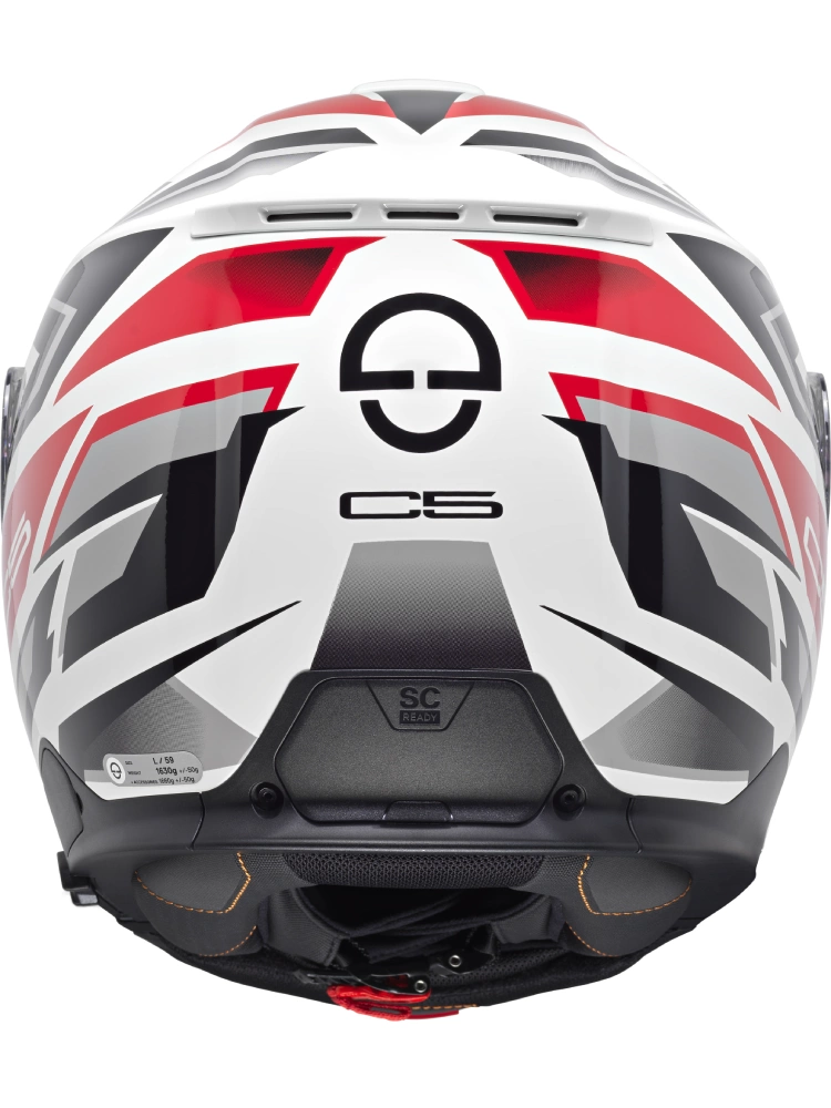 Zestaw: Kask szczękowy Schuberth C5 Zenith biało-czarno-czerwony połysk + dedykowany interkom motocyklowy