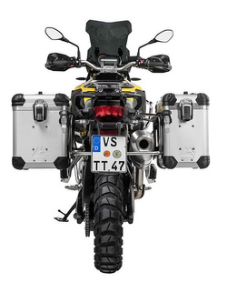 Zestaw: kufry boczne z anodowanego aluminium srebrne "And-S" Zega Evo + stelaże srebrne Touratech BMW F850GS/ Adventure/ F750GS/ F900GS Adventure/ F800GS (24-) (38+45L)