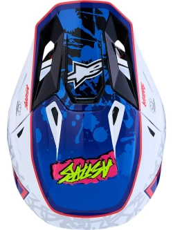 Kask enduro Alpinestars SM7 Blaster biało-niebiesko-czerwony połysk