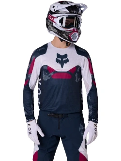 Bluza enduro Fox Flexair Tactile biało-niebiesko-różowa