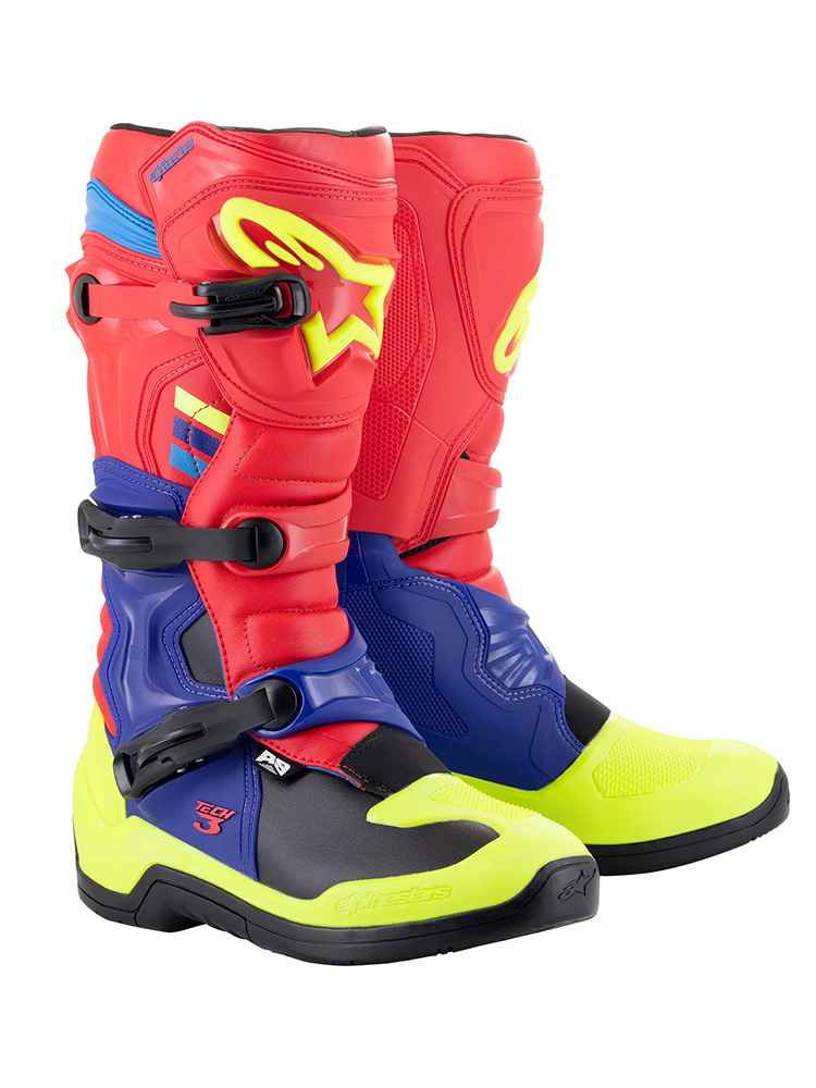 Buty cross Alpinestars MX Tech 3 czerwono-niebiesko-żółte