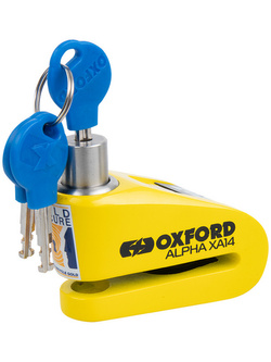 Blokada tarczy hamulcowej Disc Lock Oxford Alpha z alarmem trzpień 14 mm) czarno-żółta