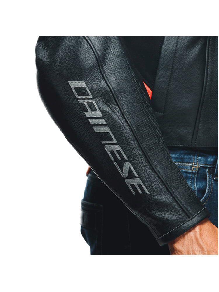 Kurtka motocyklowa skórzana Dainese Racing 4 perforowana czarno-czerwona