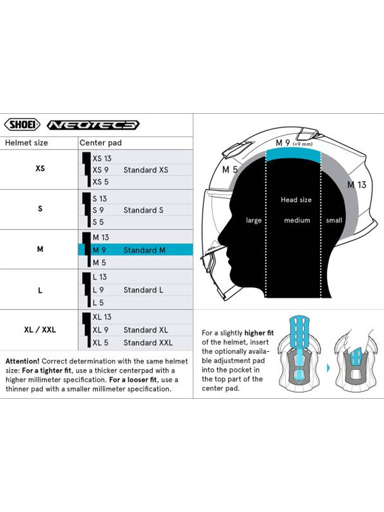 Wkładka centralna Shoei M9 typ Q do kasku Neotec 3, GT-Air 3, J-Cruise 3