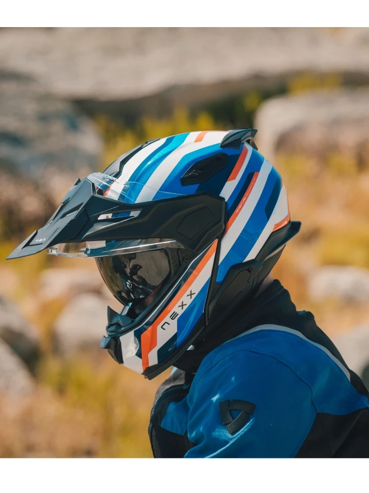 Kask adventure Nexx X.Lifecountry Westbound niebiesko-biało-czerwony matowy