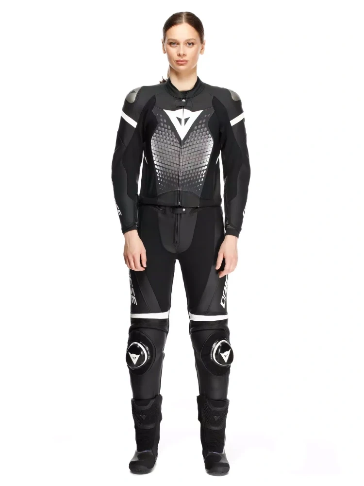 Kombinezon motocyklowy dwuczęściowy damski Dainese Fulminea biało-czarny