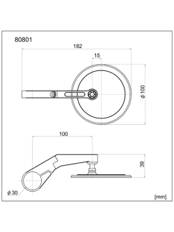 Lusterko motocyklowe krótkie Daytona D-Mirror-17 Flat do montażu na końcu manetki czarne [adapter]