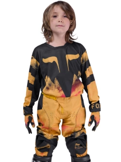 Bluza enduro dziecięca Fox 180 Kairos czarno-pomarańczowa