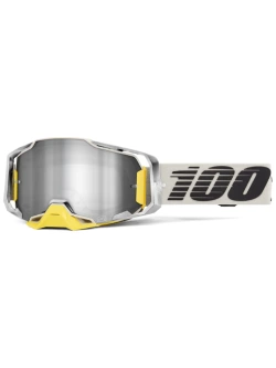 Gogle motocyklowe 100% Armega Hiper Solaris z szybką lustrzaną żółto-czerwone