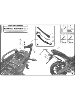 Stelaż pod kufer centralny Monokey, Monolock Kappa Kawasaki Versys 650 (10-14) [bez płyty montażowej]