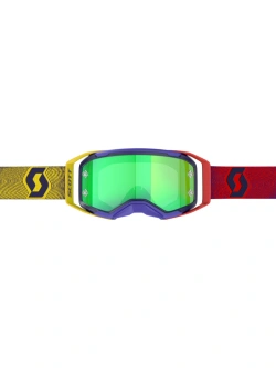 Gogle motocyklowe Scott Prospect 2.0 z zieloną szybką, czerwono-żółto-niebieskie