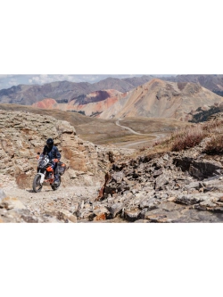 Spodnie motocyklowe tekstylne Klim Badlands Pro niebiesko-czerwone