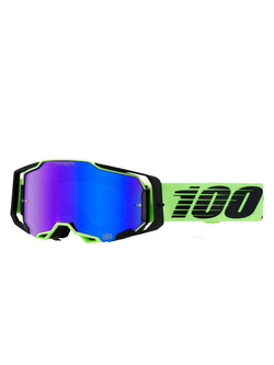 Gogle motocyklowe 100% Armega Uruma z szybką lustrzaną czarno-zielone
