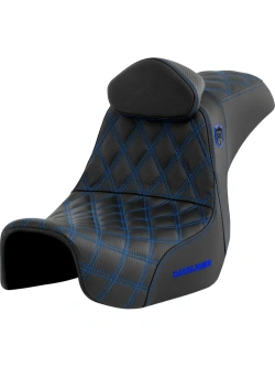 Kanapa motocyklowa dla kierowcy i pasażera z podparciem lędźwiowym Saddlemen SDC Performance Pro Series Gripper Harley Davidson FXD/ FXDWG/ FLD Dyna (wybrane modele) (06-17) czarno-niebieska