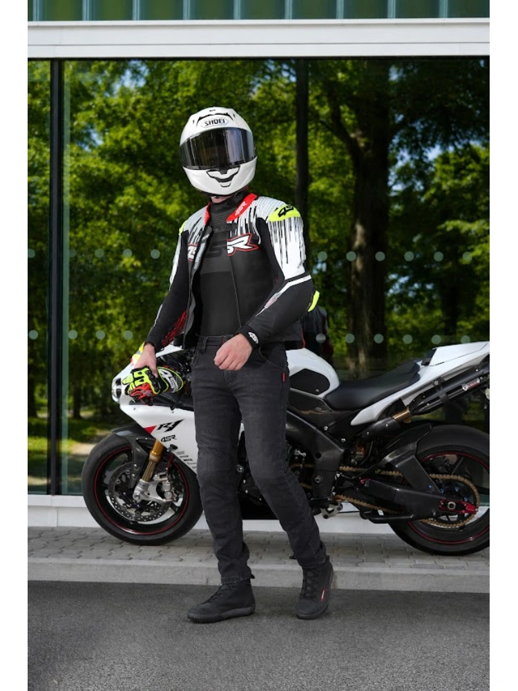 Kombinezon motocyklowy dwuczęściowy 4SR RR Stripes AR czarno-biało-czerwony