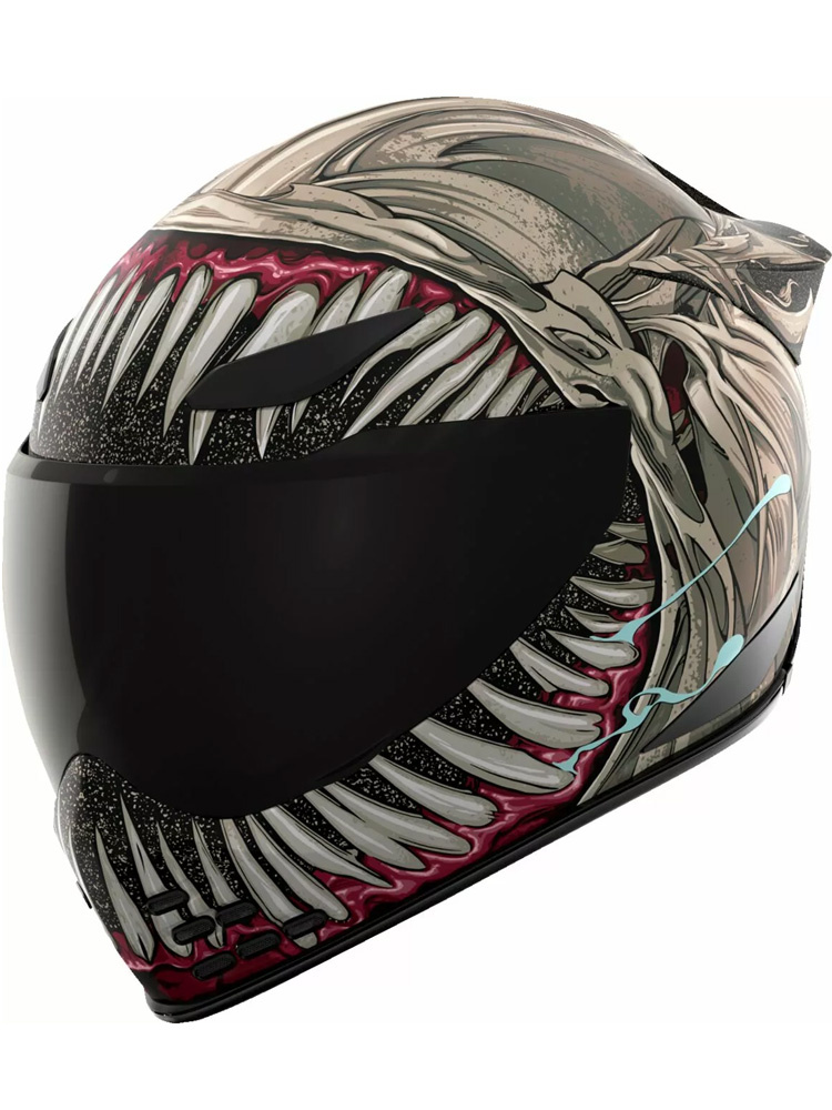 Kask integralny Icon Domain Grand Maw szaro-fluo