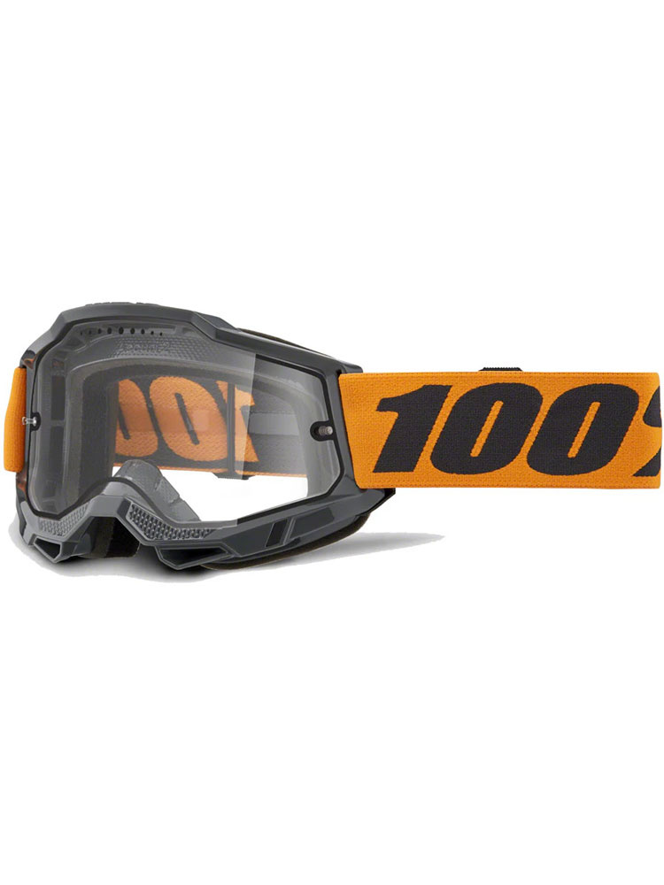 Gogle motocyklowe 100% Accuri 2 z podwójną szybką przezroczystą, czarno-pomarańczowe