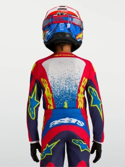 Bluza cross dziecięca Alpinestars MX Fluid Drag niebiesko-czerwono-biała