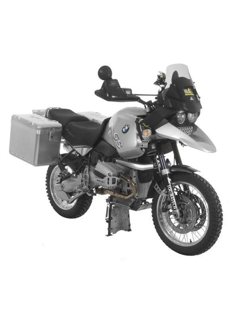 Zestaw: kufry boczne srebrne Zega Mundo + stelaże srebrne Touratech BMW R1150GS/ R1100GS/ R850GS (38+45L)