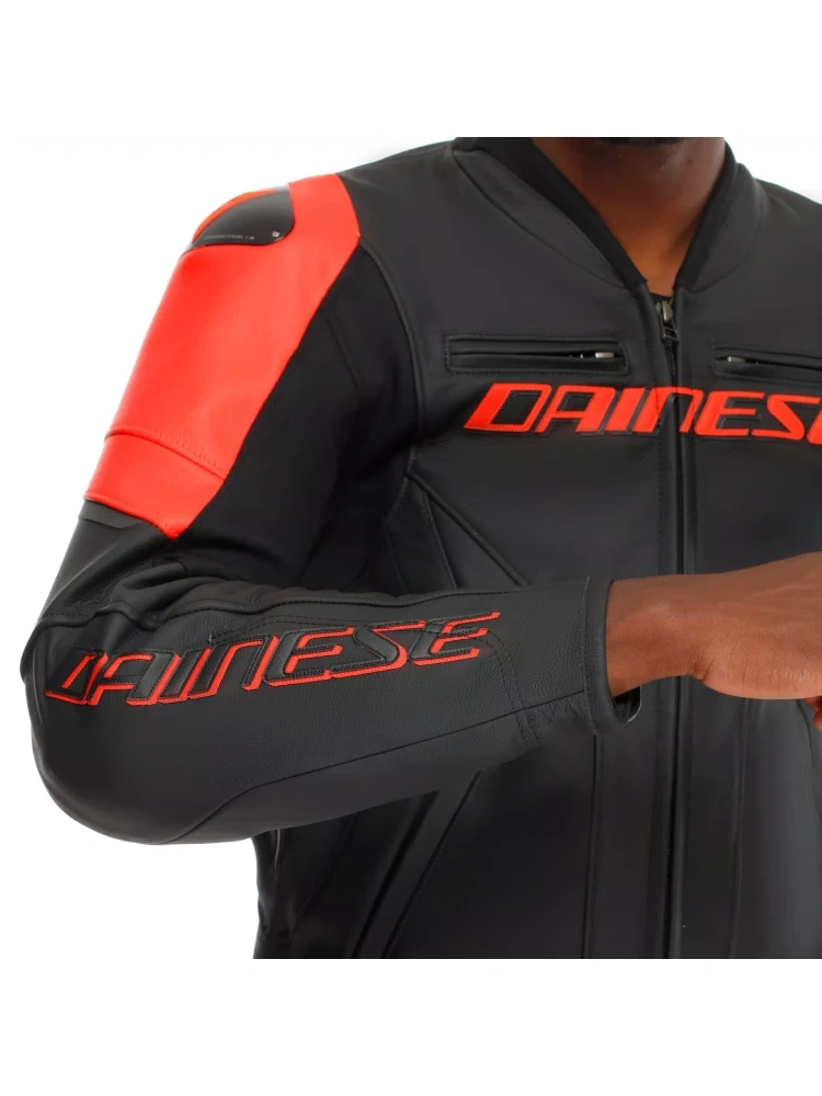Kurtka motocyklowa skórzana Dainese Racing 5 czerwono-czarna