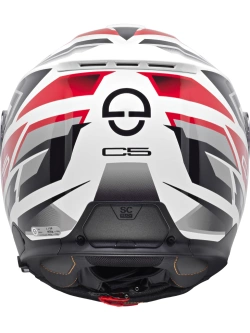 Zestaw: Kask szczękowy Schuberth C5 Zenith biało-czarno-czerwony połysk + dedykowany interkom motocyklowy
