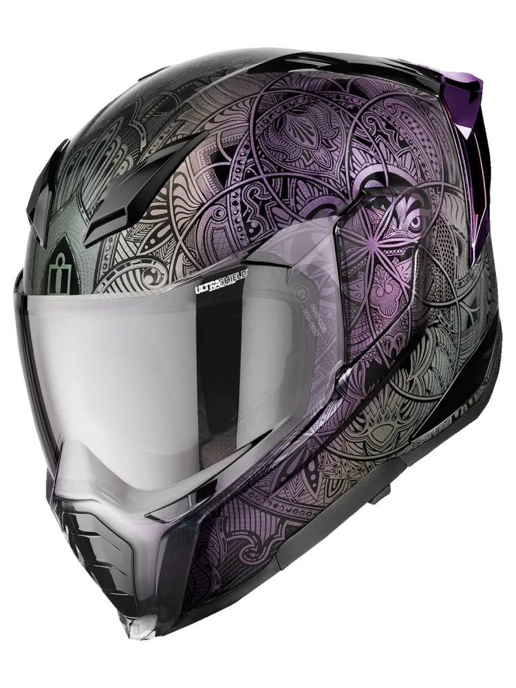 Kask integralny Icon Ultraflite MIPS Opal Mandala czarno-fioletowo-srebrny