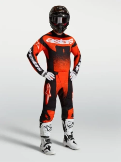 Spodnie cross Alpinestars MX Techstar Swan czerwono-czarne