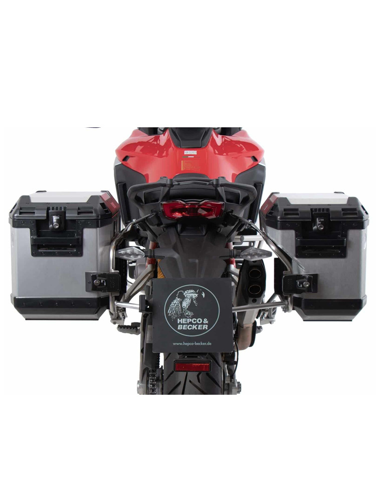 Zestaw: kufry boczne + stelaże Hepco&Becker Xplorer Cutout do Ducati Multistrada V4 / S / S Sport (21-24) srebrny