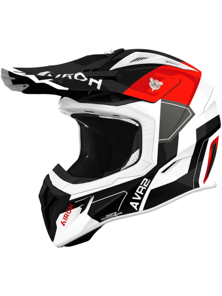 Kask enduro Airoh Aviator Ace 2 Shield czarno-biało-czerwony połysk