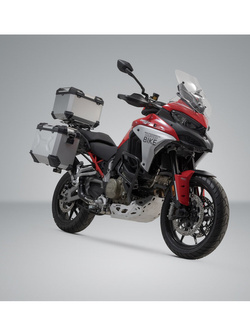 Zestaw: kufry boczne + kufer centralny TRAX ADV + stelaże SW-MOTECH do motocykla Ducati Multistrada V4 / S (20-)/ Pikes Peak (21-)/ Rally (23-) srebrne