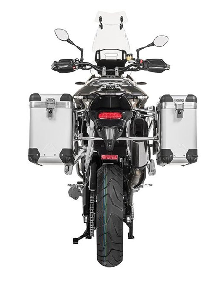 Zestaw: kufry boczne z anodowanego aluminium "And-S" Zega Pro + stelaże srebrne Touratech Triumph Tiger 900 Rally / Pro / GT / GT Pro (20-) (31+38L)