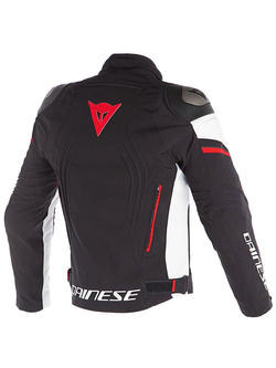 Kurtka motocyklowa tekstylna Dainese Racing 3 D-Dry® czarno-biało-fluo czerwona