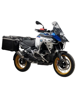 Zestaw: kufry boczne z anodowanego aluminium czarne "And-Black" Zega Evo + stelaże srebrne Touratech BMW R 1300 GS Adventure (24-) [45+45l]