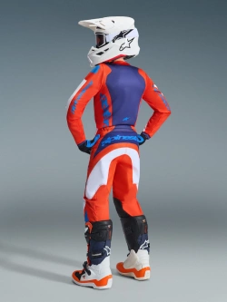 Spodnie cross dziecięce Alpinestars MX Fluid Grid pomarańczowo-biało-niebieskie