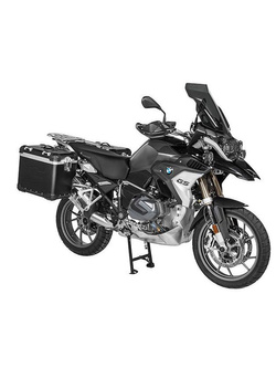 Zestaw: kufry boczne z anodowanego aluminium czarne Zega Evo X + stelaże srebne Touratech BMW R1250GS/Adventure/ R1200GS (13-21)/ R1200GS Adventure (14-21) (2 x 45L)