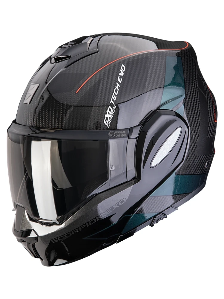 Kask szczękowy Scorpion Exo-Tech Evo Carbon Cad czarno-zielony