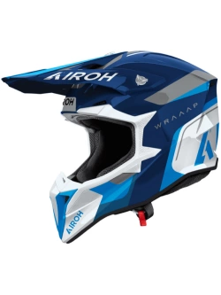 Kask enduro Airoh Wraaap Conquer biało-niebiesko-szary połysk