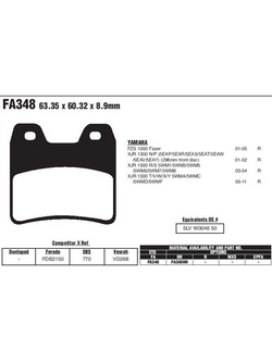 Klocki hamulcowe EBC FA348HH 63.35 x 60.32 x 8.9mm NA TYŁ