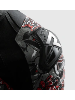 Kurtka motocyklowa skórzana Rebelhorn Vandal 2 Cruze czarno-szaro-czerwona
