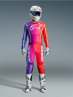 Spodnie cross Alpinestars MX Fluid Apex fioletowo-różowo-czerwone