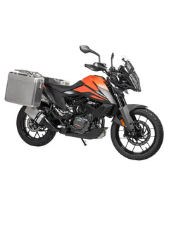 Zestaw: kufry boczne srebrne Zega Mundo + stelaże srebrne Touratech KTM 390 Adventure [poj.: 31+38l]