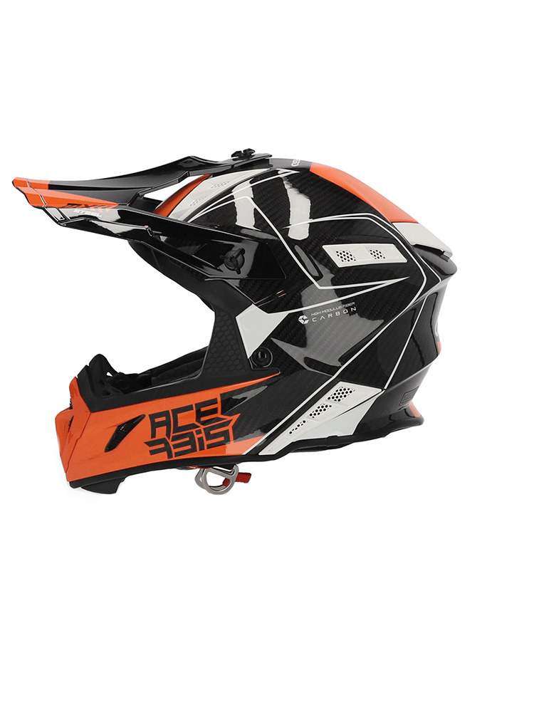 Kask enduro Acerbis Steel Carbon czarno-biało-pomarańczowy