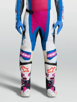 Spodnie cross Alpinestars MX Techstar Maven biało-niebiesko-różowe