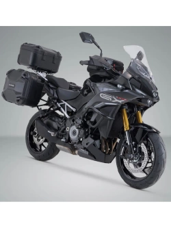 Zestaw: kufry boczne DUSC L + kufer centralny DUSC L + stelaże PRO + stelaż Adventure-Rack SW-Motech Suzuki GSX-S 1000 GX (23-) [poj.: 3 x 41l]