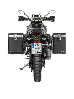 Zestaw: kufry boczne z anodowanego aluminium czarne Zega Pro + stelaże srebrne Touratech Yamaha Tenere 700 / World Raid (38+45L)