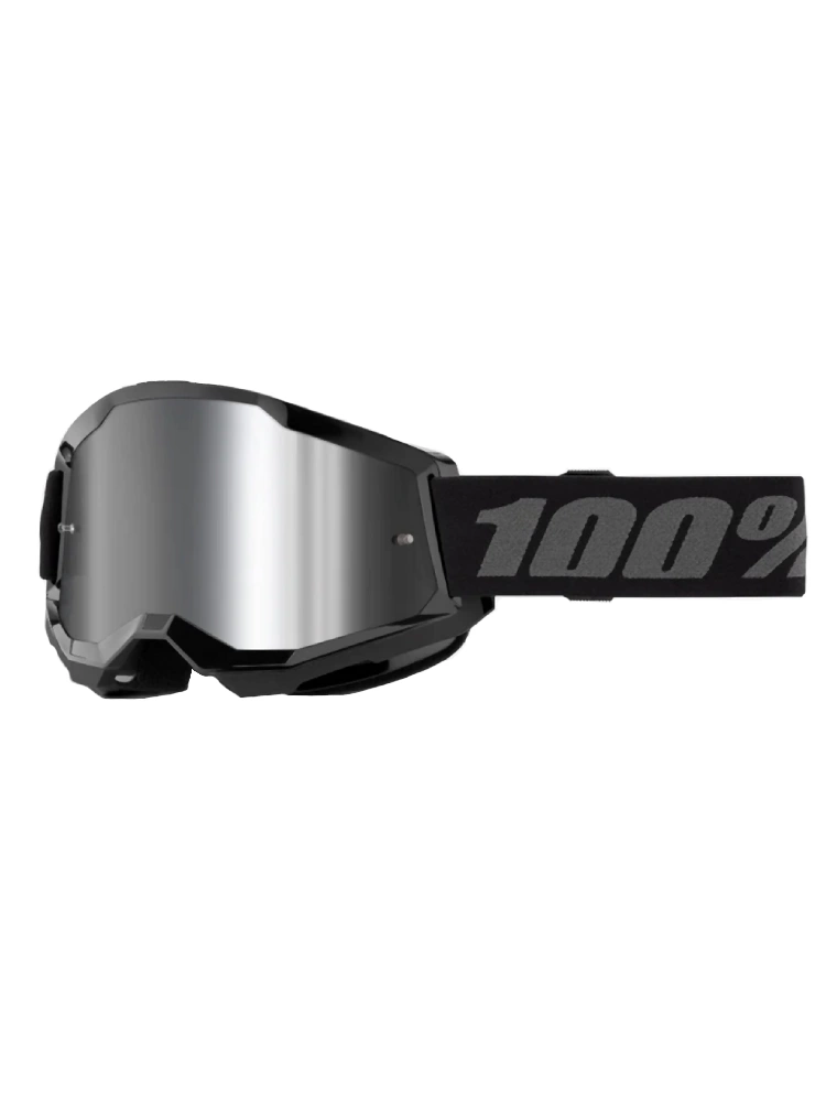 Gogle motocyklowe 100% Strata 2 Stone z szybką lustrzaną czarne