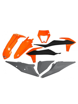 Komplet plastików z osłoną lampy UFO do KTM EXC 125 (20-21), EXC/EXCF(EXC-F) 150/250/300/350/450/500 (20-) pomarańczowo-szaro-czarny