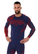 Bluza Brubeck Dry z długim rękawem czerwono-granatowa