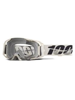 Gogle motocyklowe 100% ARmatic z przeźroczystą szybką biało-czarne