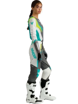 Rękawice cross damskie Thor Sportmode Iconic szaro-niebieskie